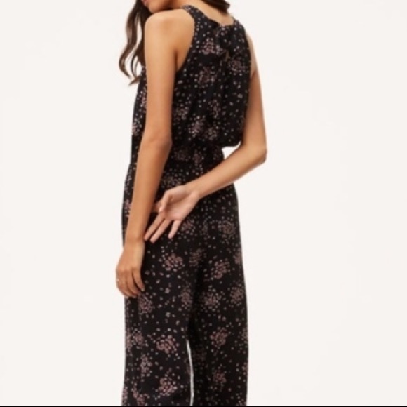 Loft PETITE Black Rose Pink Floral Romper Jumpsuit - Picture 3 of 8